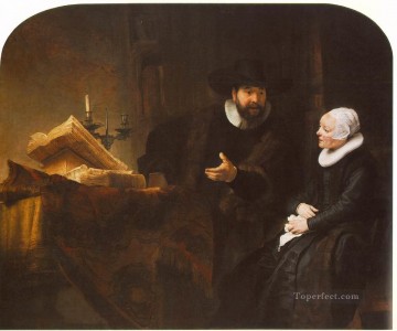 Rembrandt van Rijn Painting - El ministro menonita Cornelis Claesz Anslo en conversación con su esposa Aaltje Rembrandt